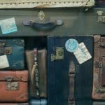 Antique suitcases together