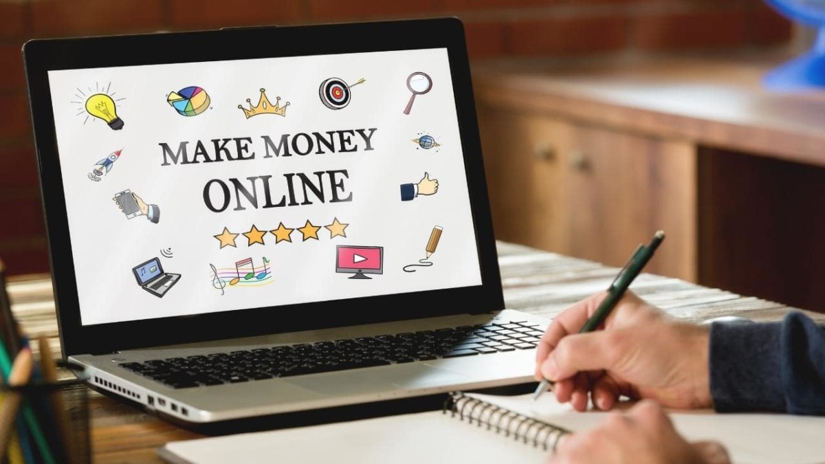 Make money online concept on computer screen