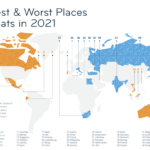 A map of the top expat countries of 2021