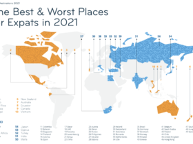 A map of the top expat countries of 2021