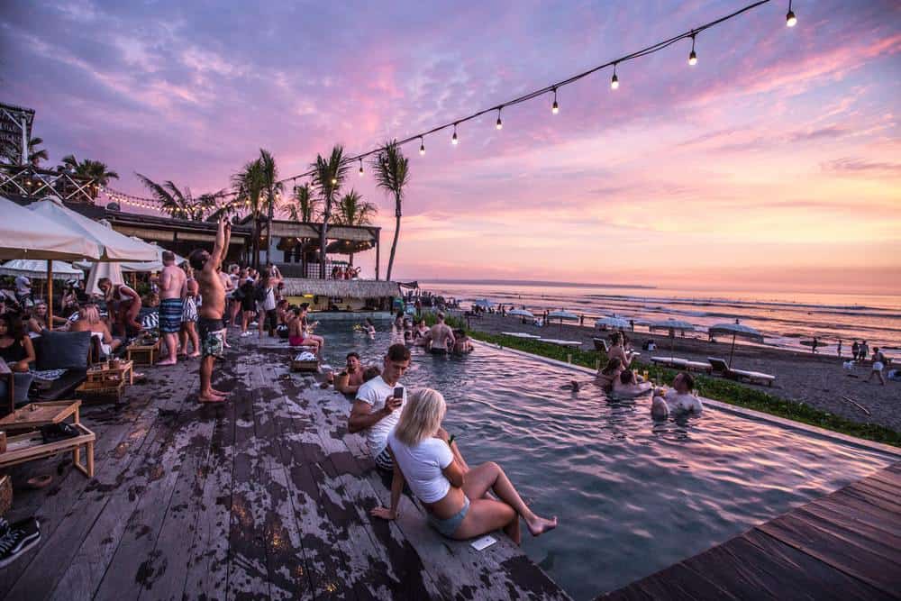 Pool Party during sunset with firends