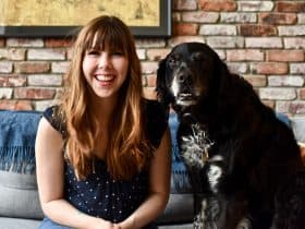 Angela with her dog