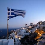 Greece beach with flag