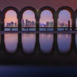 Bridge in Skyline of Doha, Qatar during blue hour