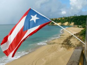 A Big Puerto Rican Flag in a beach house