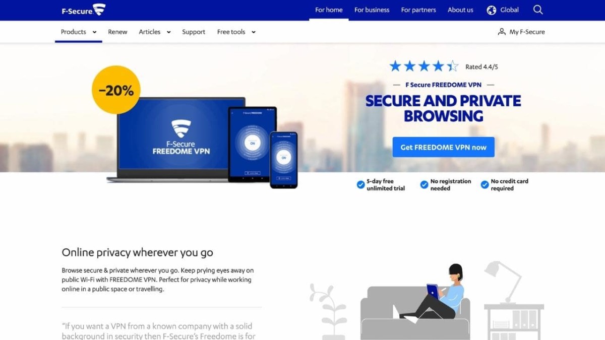 Freedome VPN homepage