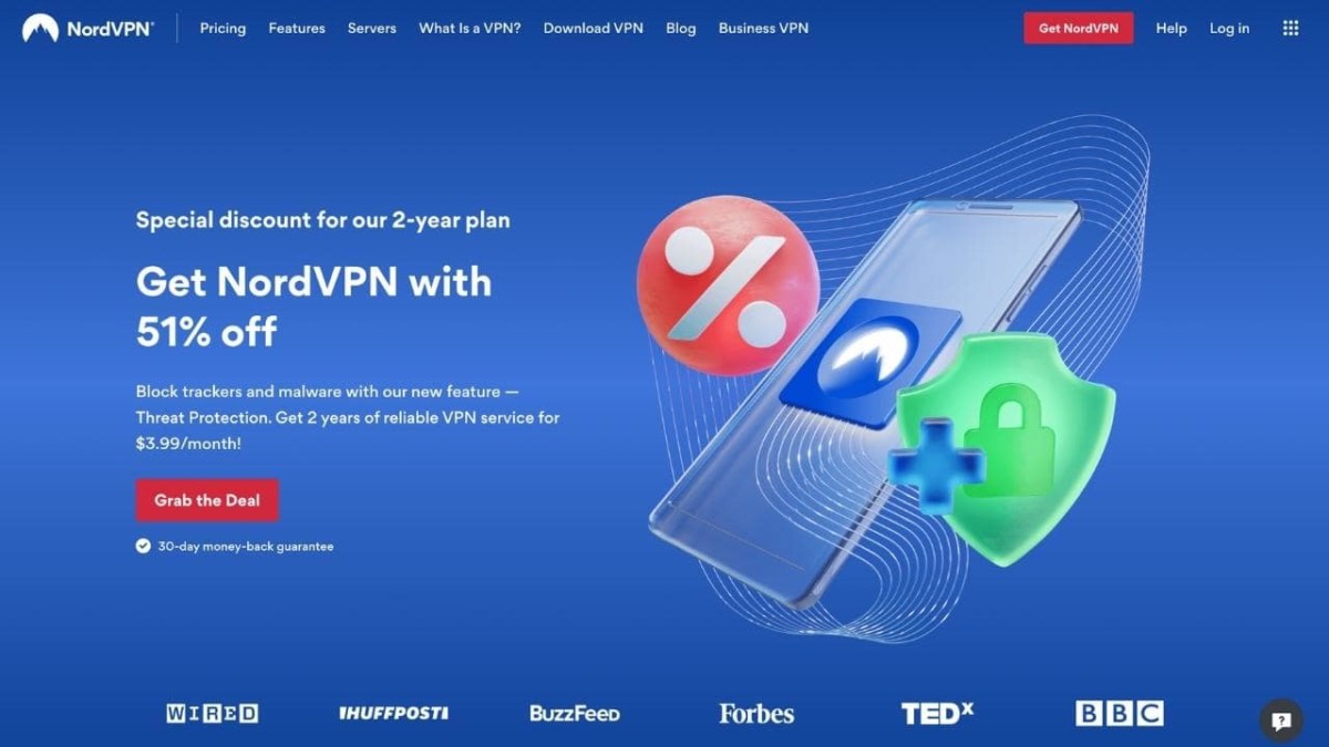 Nord VPN homepage