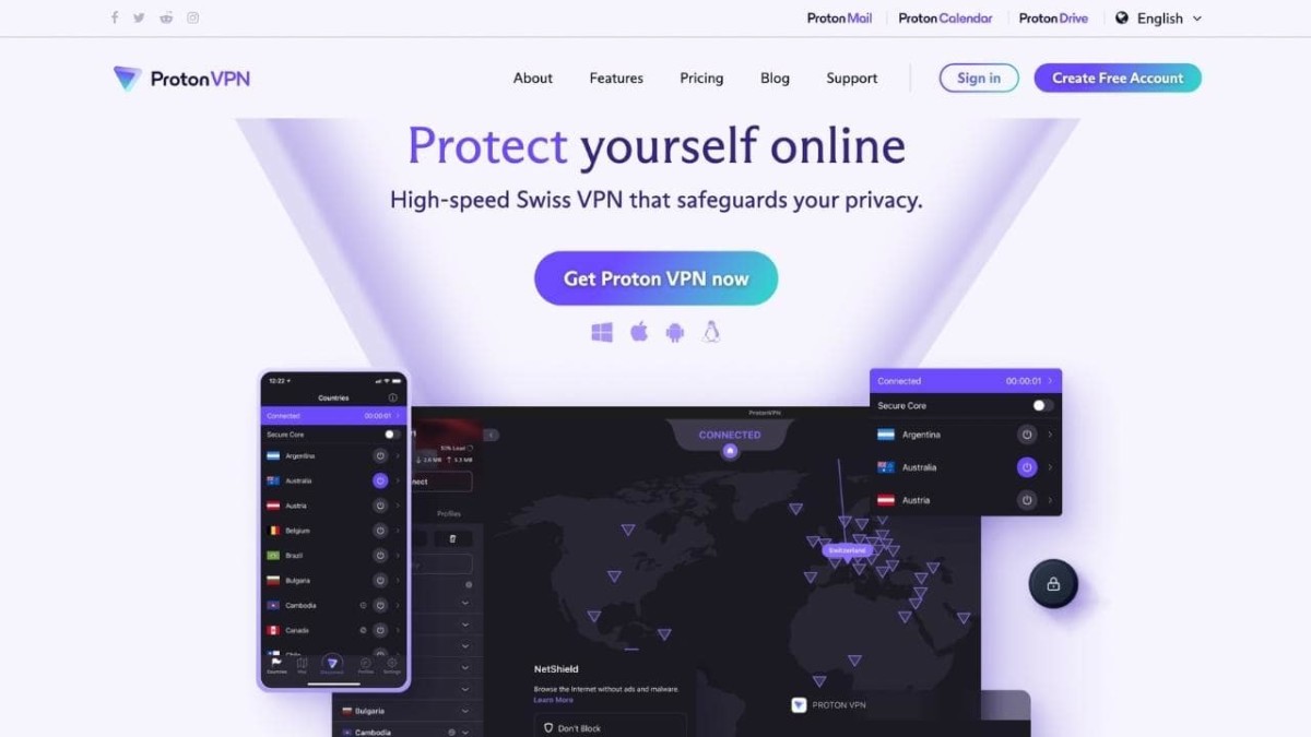 ProtonVPN homepage