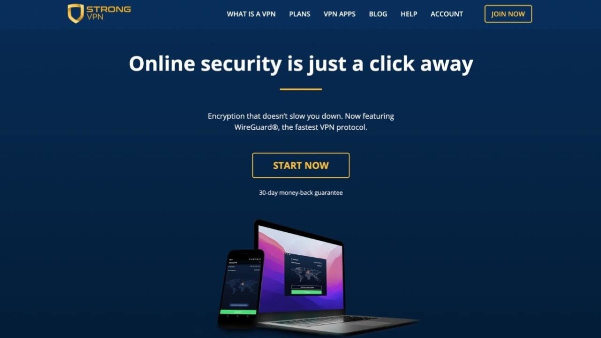 StrongVPN homepage