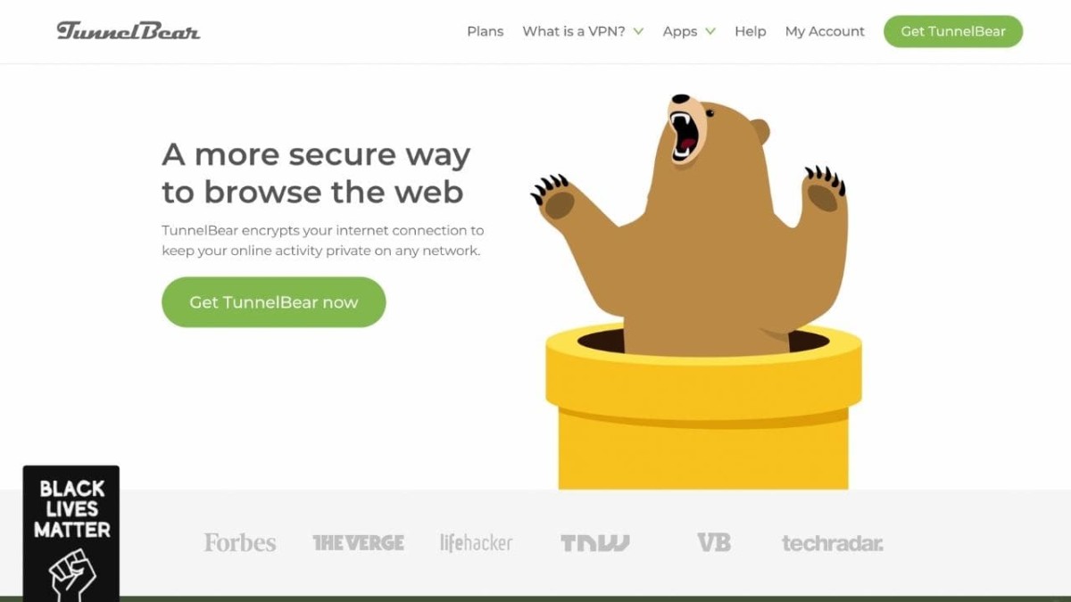 TunnelBear homepage