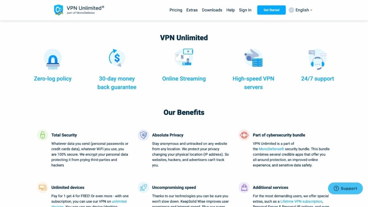 VPN Unlimited homepage