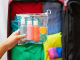 Quart-sized plastic pouch for TSA-approved liquids on check-in luggage