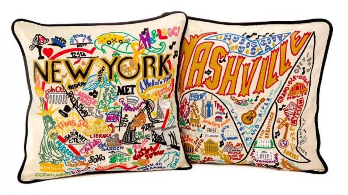 Hand Embroidered City Pillows