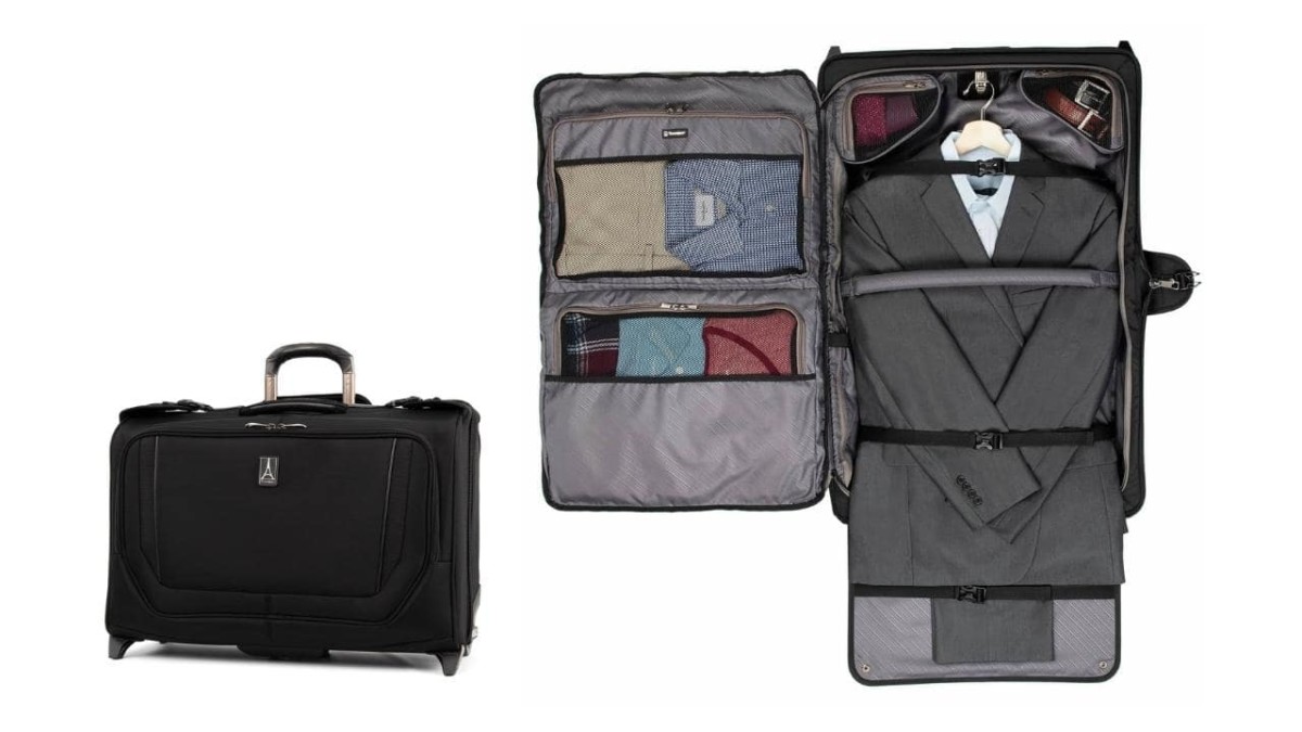 Carry On Garment Bag for Business Trips with Shoulder Strap Black Mancro Waterproof Foldable Luggage Hanging Suit Bags Gift for Men Women Garment Bags for Travel Suits 2 in 1 Suitcase for Coats 