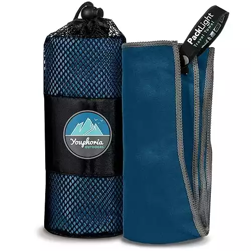 Youphoria Outdoors Microfiber Camping Towel Fast Drying Lightweight - Quick Dry Travel Towel & Sport Towel - 3 Size Options